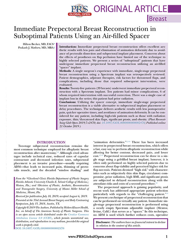 Immediate Prepectoral Breast Reconstruction in Suboptimal Patients Using an Air-filled Spacer