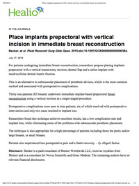 Place implants prepectoral with vertical incision in immediate breast reconstruction